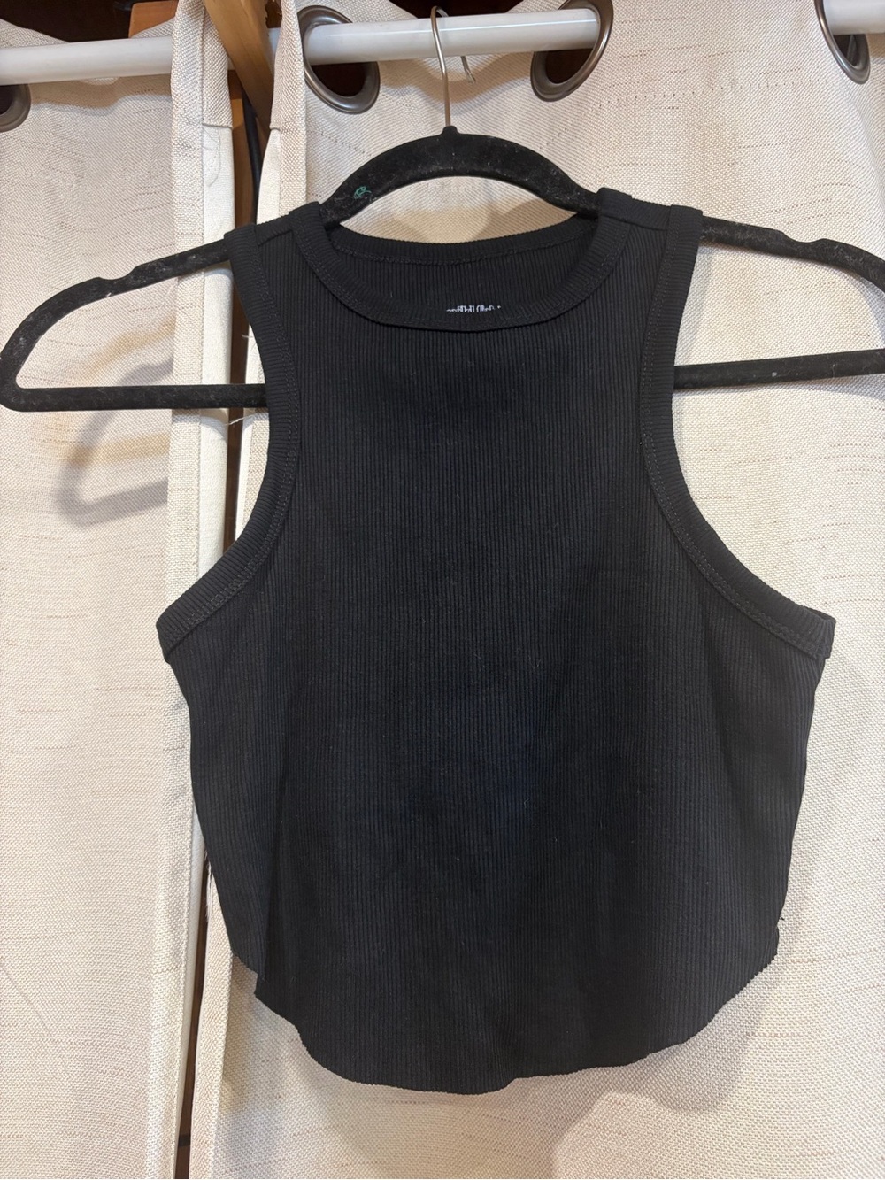 Black Ribbed Cropped Tank Top by Wild Fable